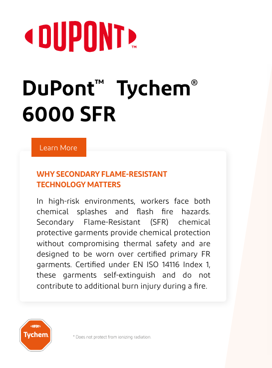 DuPont Tychem 6000 SFR protective clothing