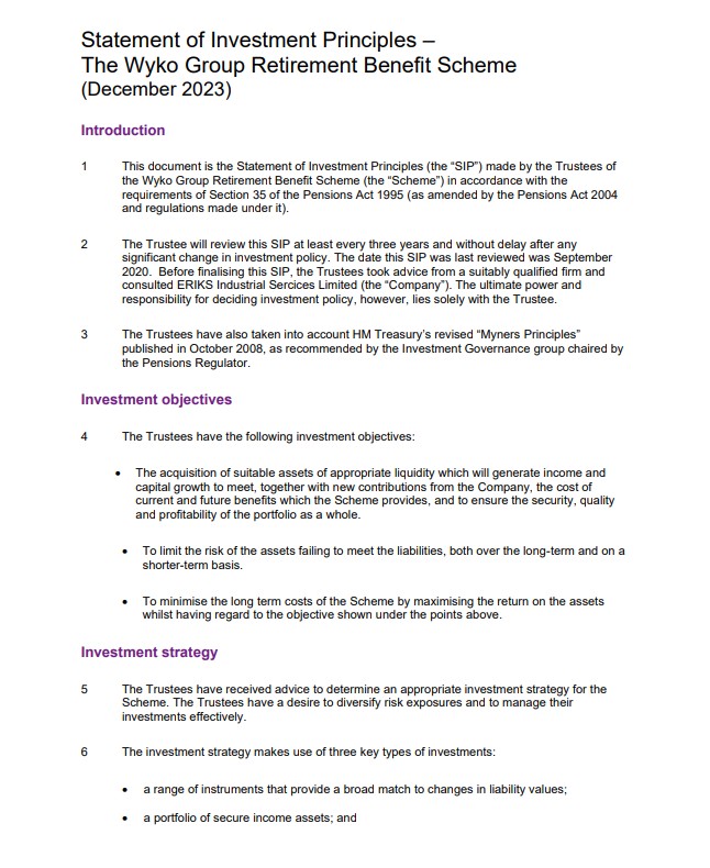 WGRBS Statement of Investment Principles