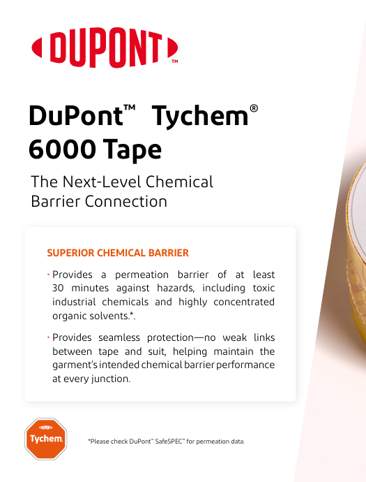 DuPont Tychem 6000 protective clothing with taped seams